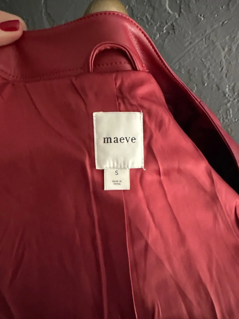 Maeve Berry-Red Leather Button-Front Jacket - Picture 4 of 6